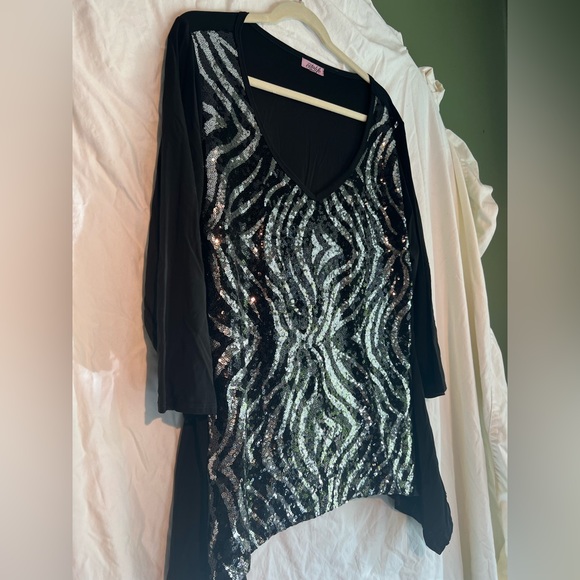 Citi Life Blouse Metallic Black Bling Size 2X - Picture 1 of 6
